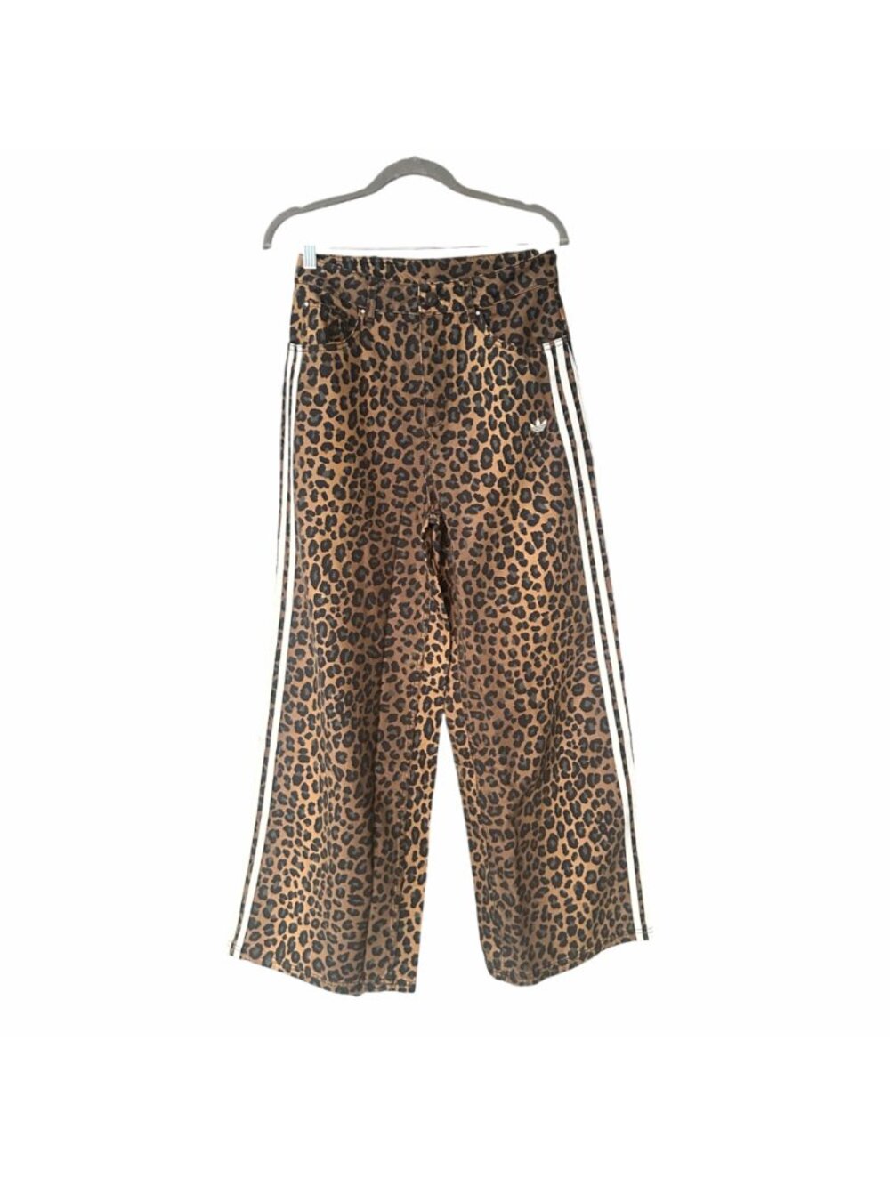 ⭐Adidas Originals Leopard Denim Jean DMN Loose Pants Womens Sz 28 Brown KA2680 - Picture 2 of 8